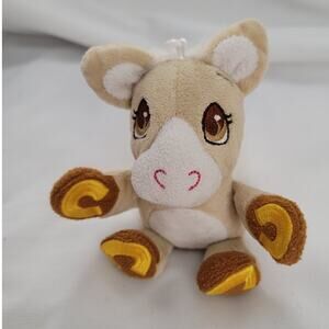 Wuggle Pets 2011 Plush Bag Clip Brown Tan Horse White Hair Gold Horse Shoes